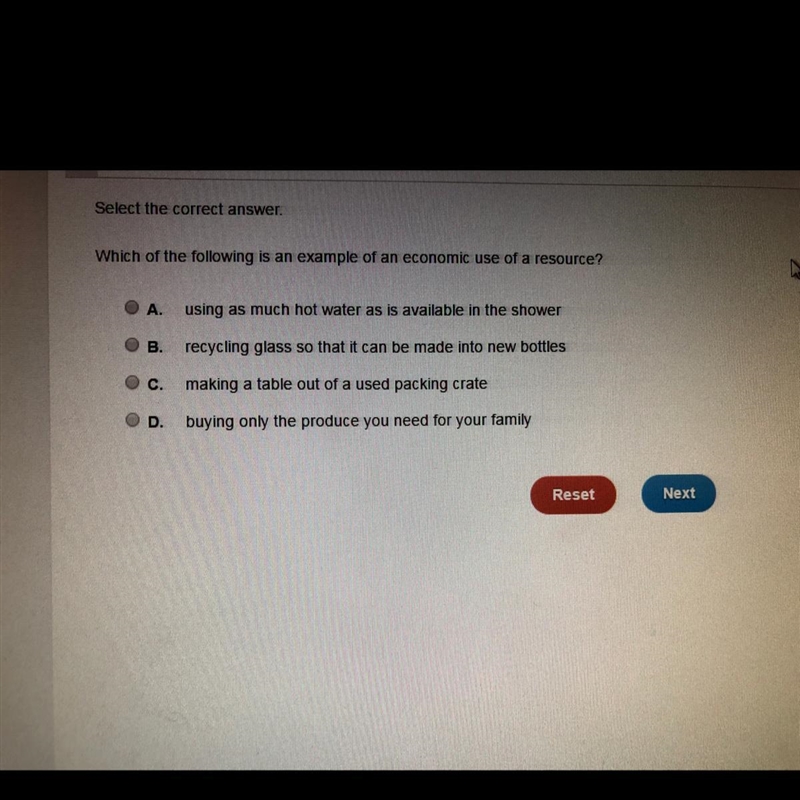 Which of the following is an example of an Economic use of a resource? Multiple choice-example-1