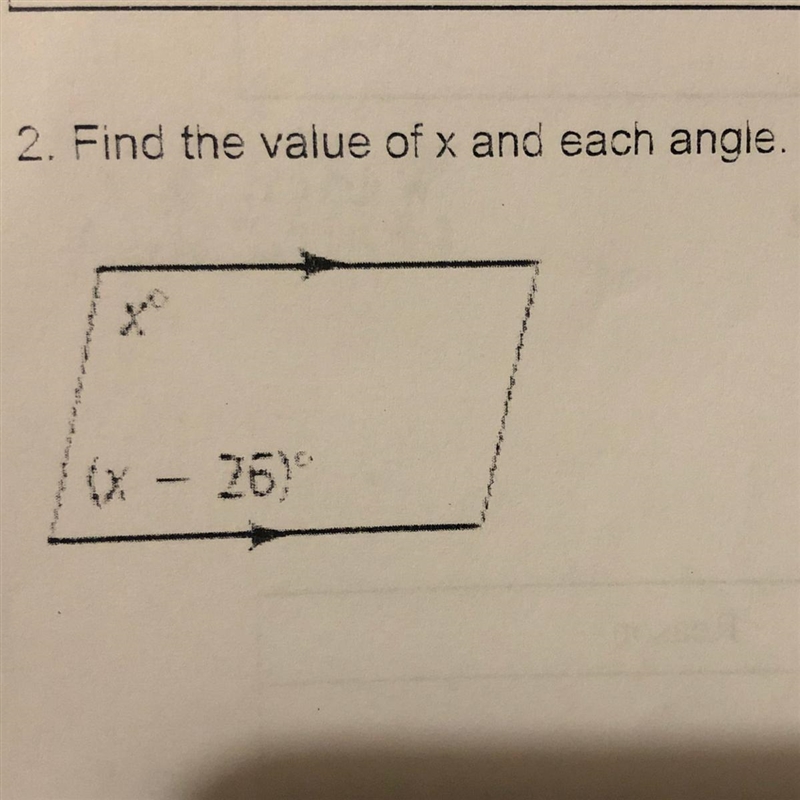 2. Find the value of x and each angle.-example-1