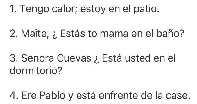 Read and match each sentence with the correct verb for the blank. 1, Tengo calor; ________ en-example-1