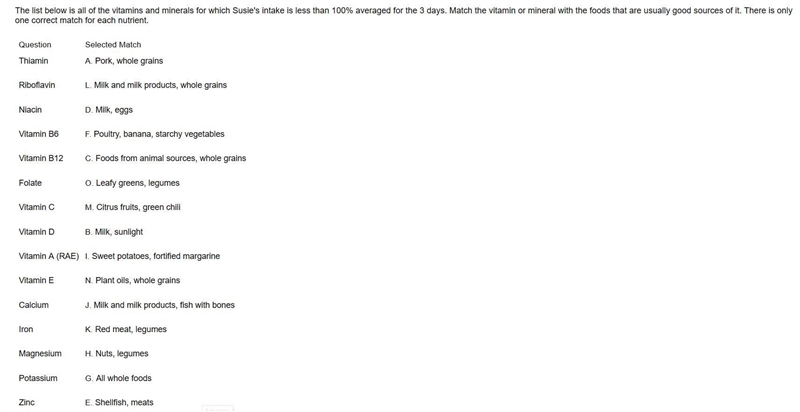 Nutrition question!!! 20 points! Here are the results of what I put for matching the-example-1