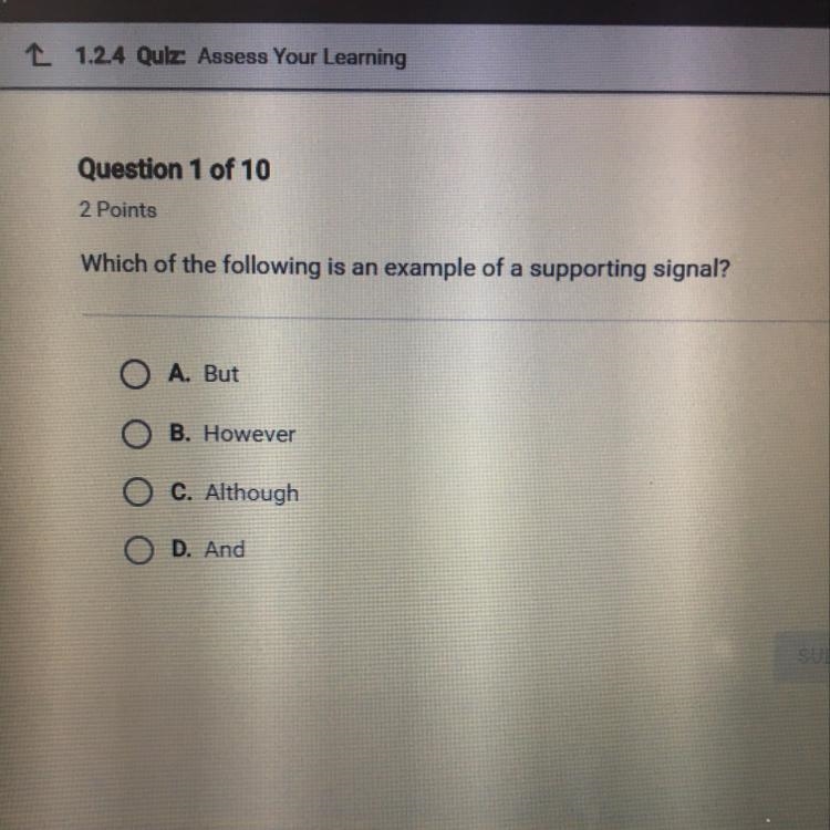 Which of the following is an example of supporting signal ?-example-1