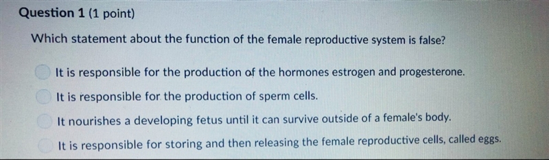 Which statement about the function of the female reproductive system is false?? A-example-1