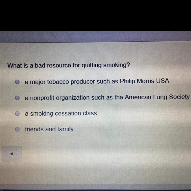 HELPPPP What is a bad resource for quitting smoking?-example-1