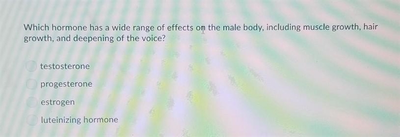 Which hormone has a wide range of effects on the male body, including muscle growth-example-1