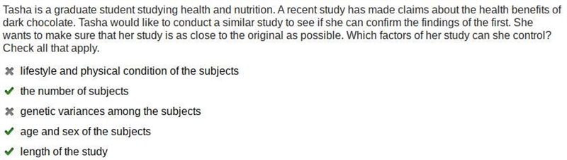 Tasha is a graduate student studying health and nutrition. A recent study has made-example-1