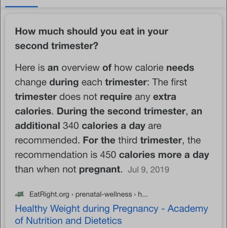 Pregnant women need additional kilocalories per day during the second trimester-example-1