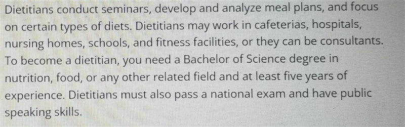 Identify the characteristics of dietitians and personal trainers. (conduct seminars-example-2