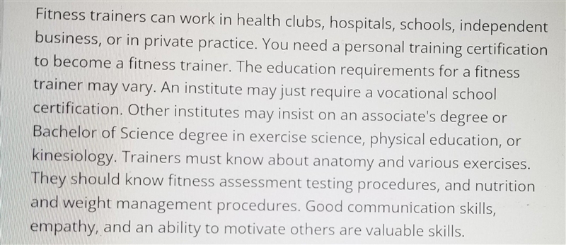 Identify the characteristics of dietitians and personal trainers. (conduct seminars-example-1