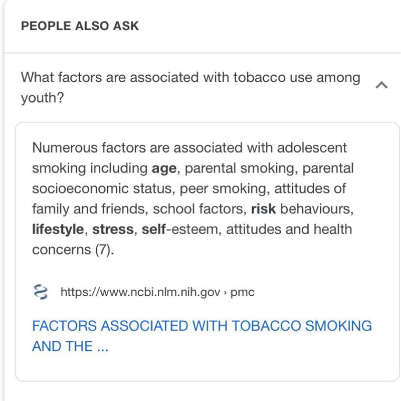 What are five factors of tobacco use in youth-example-1