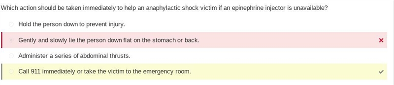 Which action should be taken immediately to help an anaphylactic shock victim if an-example-1