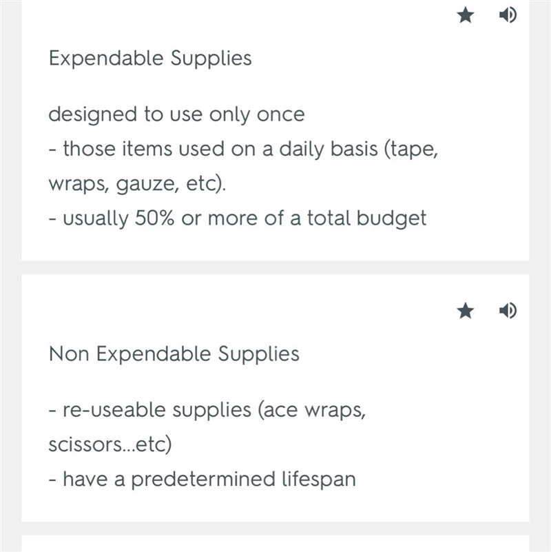 Supplies such as ace wraps is and example of and expandable supply True Or false?-example-1