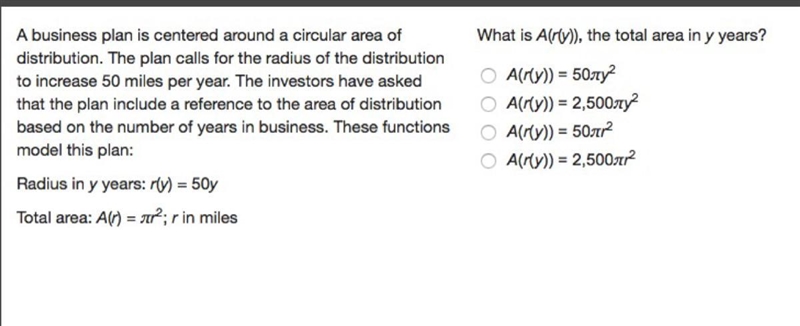 What is A(r(y)), the total area in y years?-example-1