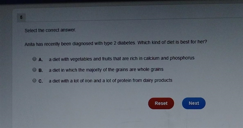 Anita has recently been diagnosed with rype 2 diabetes.wich kind of diet is best for-example-1