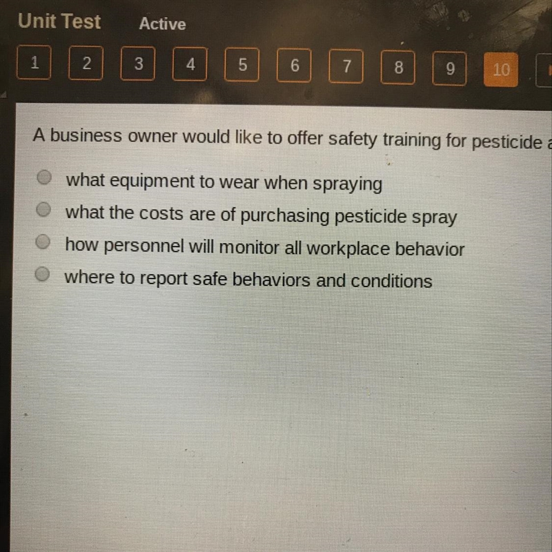 a business owner would like to offer training for pesticide application. which topic-example-1