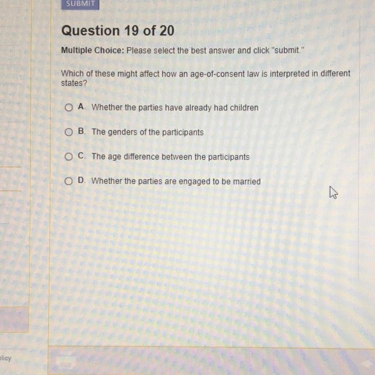 Which of these might affect how an age-of-consent law is interpreted in different-example-1