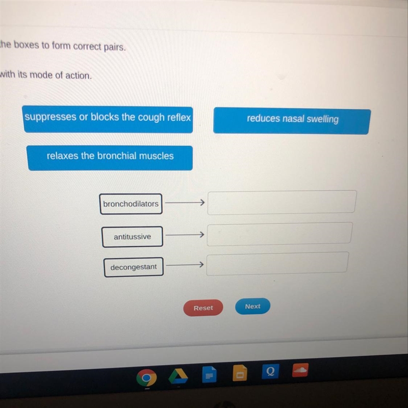 Match the drug with a mode of action-example-1