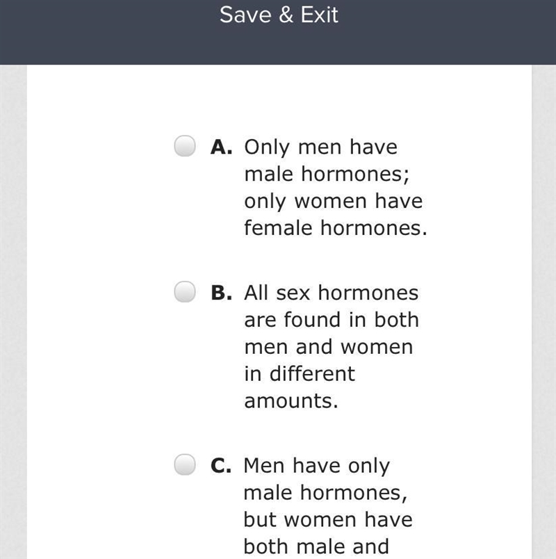 Which statement best compares the sex hormones in men and women? (Then there’s choice-example-1