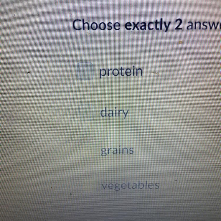 Which type of foods make up the largest part of a balanced meal? Choose 2-example-1