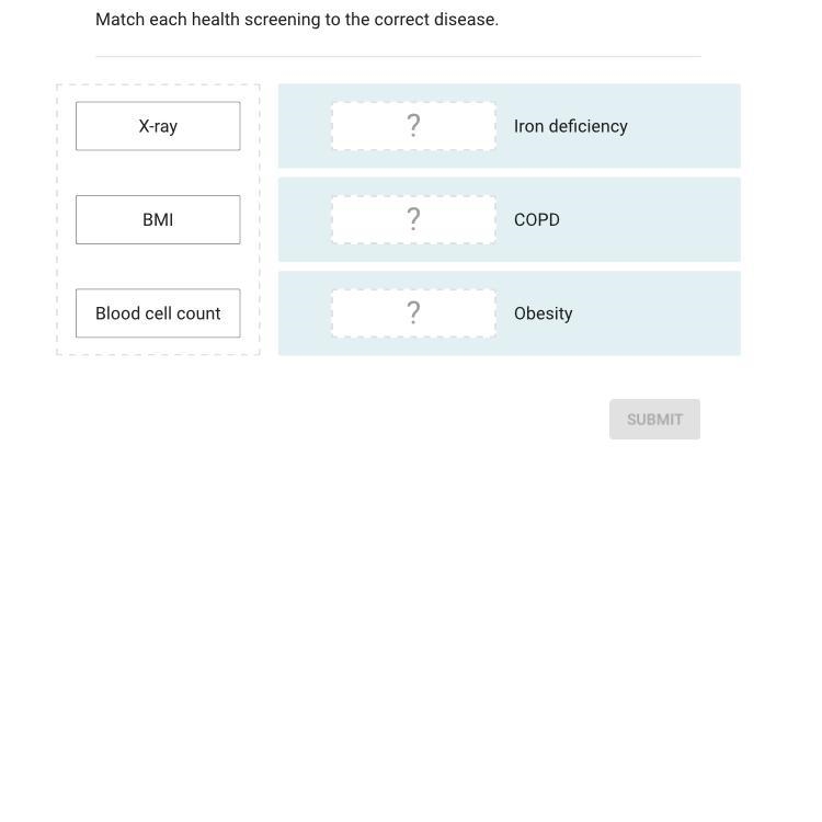 Match each health screening to the correct disease-example-1