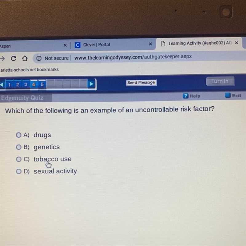 Which of the following is an example of an uncontrollable risk factor-example-1