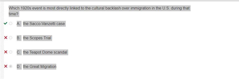 Which 1920s event is most directly linked to the cultural backlash over immigration-example-1