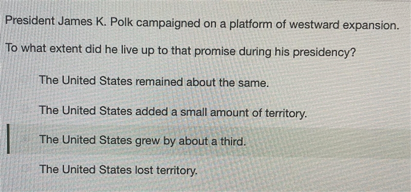 President James K. Polk campaigned on a platform of westward expansion. How much did-example-1