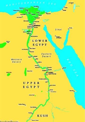 Study the map and note the locations of settlements across upper and lower Egypt. Which-example-1