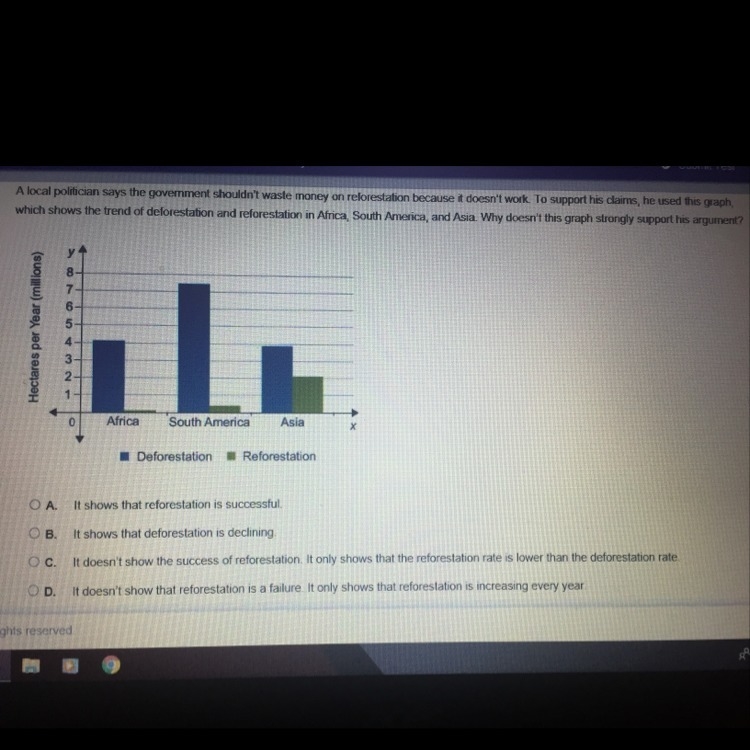 A local politician says the government shouldn’t waste money on reforestation because-example-1