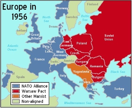 Members of NATO generally engaged in capitalism, whereas Warsaw Pact members tended-example-1