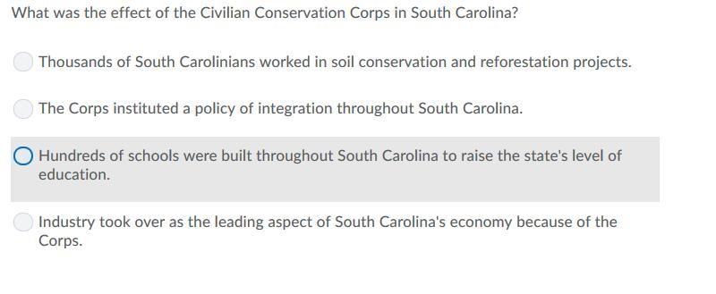 What was the efect of the civilian conservation corps in sothe south carolina-example-1