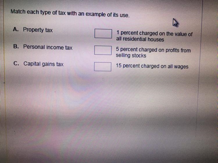 Match each type of tax with an example of its use-example-1