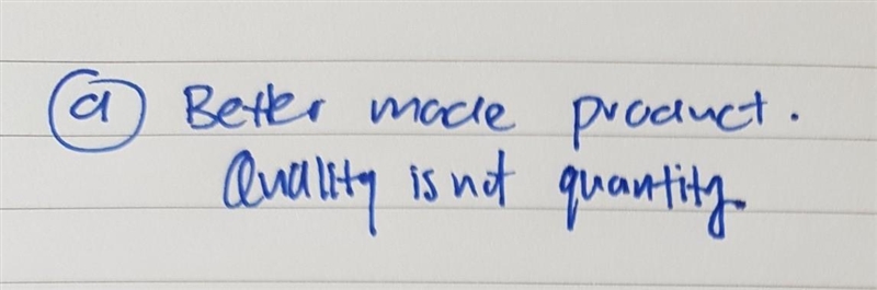 What is NOT an element of mass production? a.) More of a product b.) Faster made product-example-1