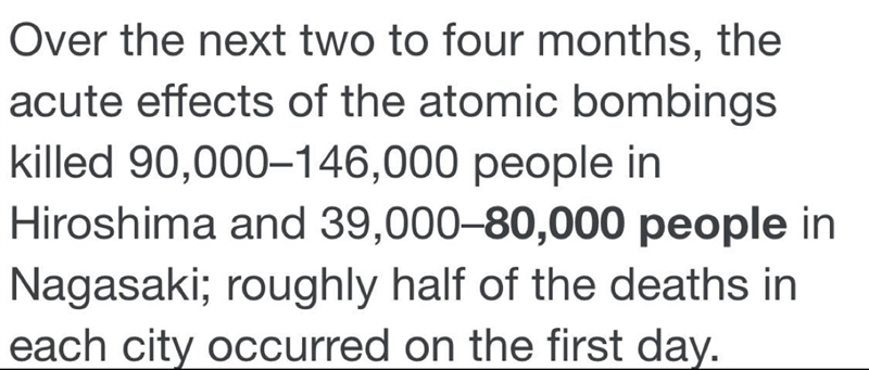 There were an estimated _______________ immediate deaths after the atomic bomb was-example-1