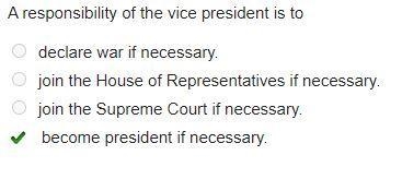 A responsibility of the Vice President is to ?-example-1