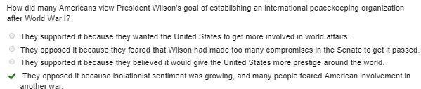 How did many americans view president wilson’s goal of establishing an international-example-1