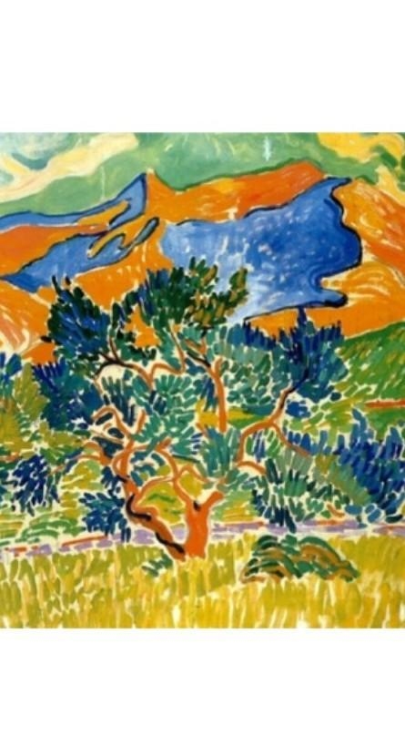 In the painting above, the artist used color to create what he called __________________. a-example-1