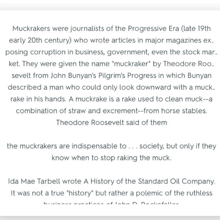 2. muckrakers were a. city employees who cleaned city streets b. journalist who exposed-example-1