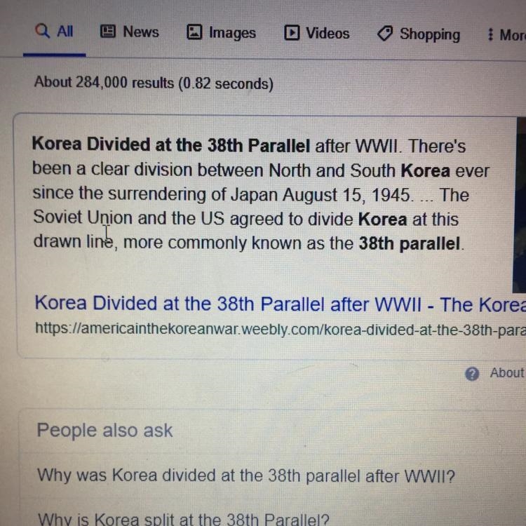 Why was korea divided at the 38th parallel-example-1