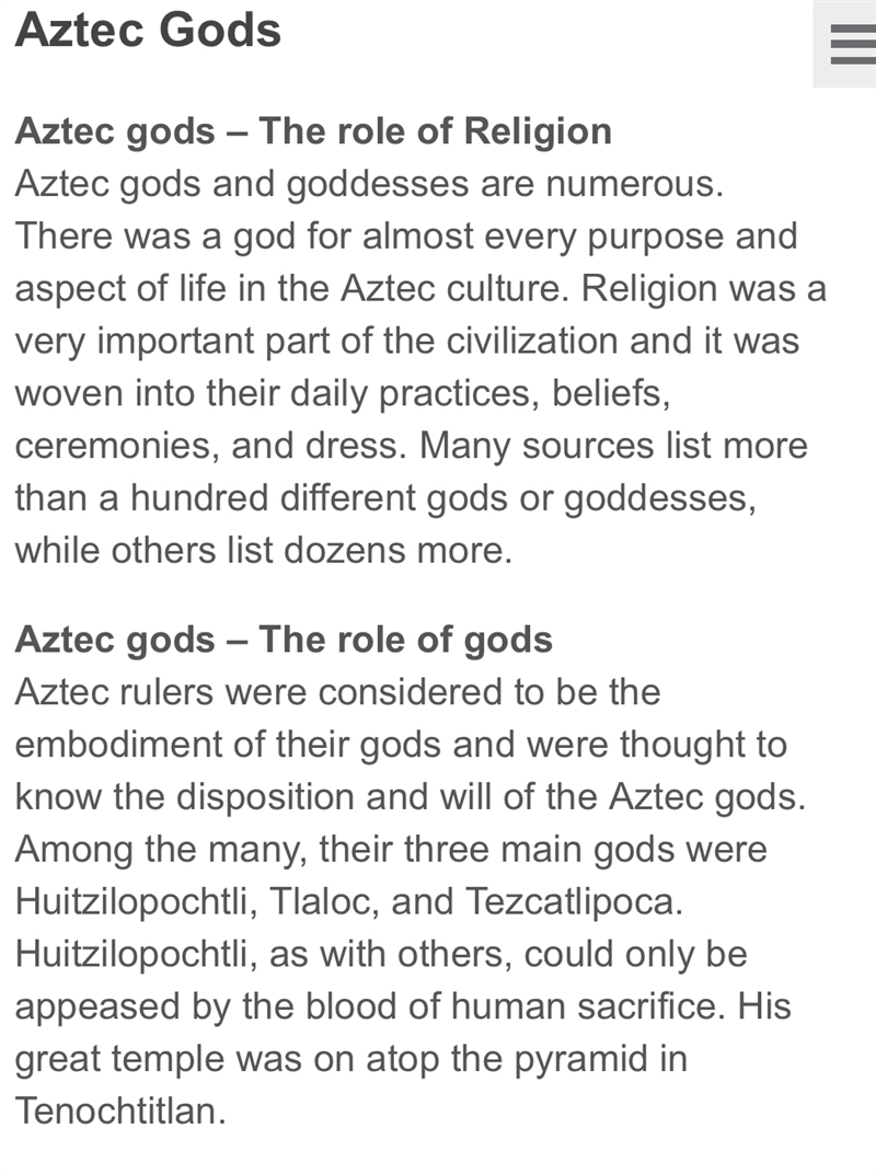 What kinda Of gods did the Aztecs believed in?-example-1