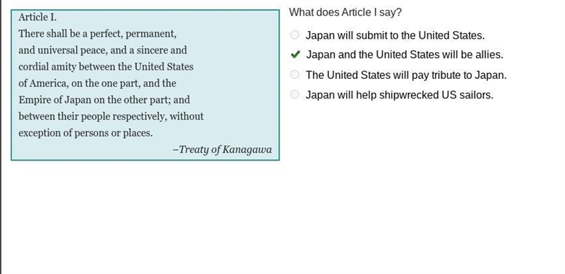 Article I. There shall be a perfect, permanent, and universal peace, and a sincere-example-1