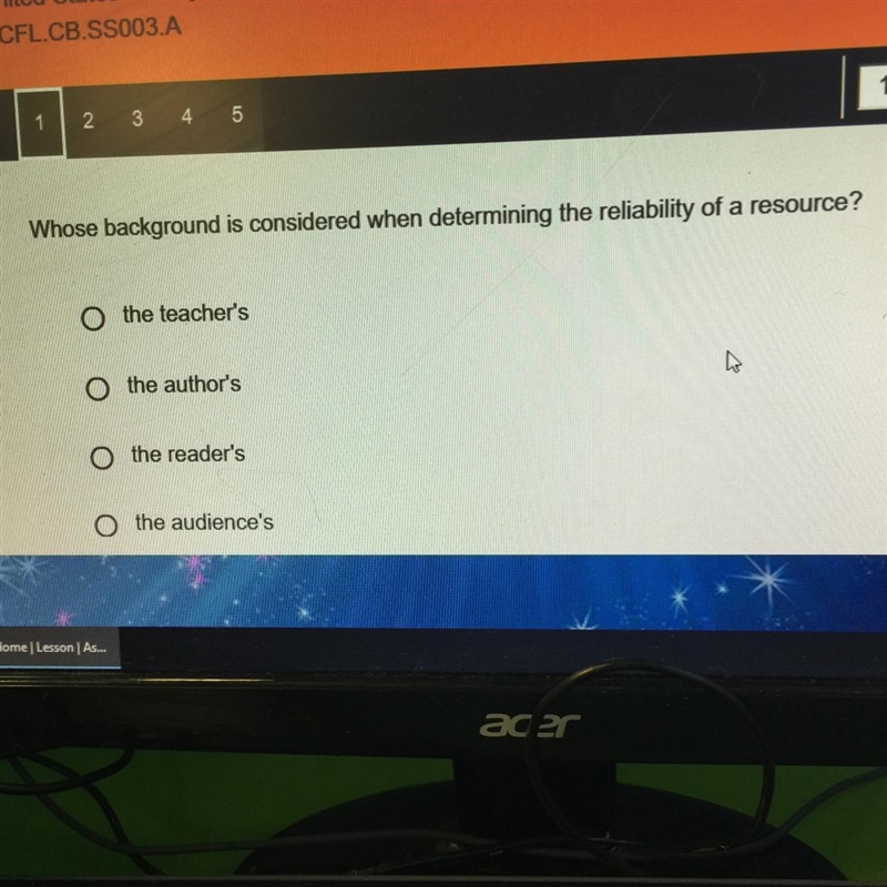 Whose background is considered when determining the reliability of a resource?-example-1