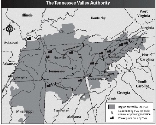 HELP!!! What does the map suggest about how the TVA helped american workers during-example-1