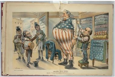 Use the political cartoon to answer the question. Who does the tailor represent in-example-1