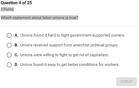 Which statement about labor unions is true?-example-1