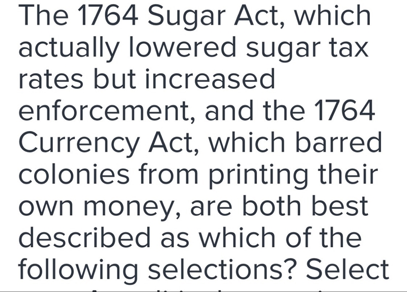 Need help select one of the following A.Political protest by the colonists B. Economic-example-1