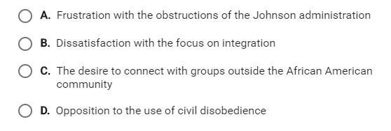 Which of the following factors led to the development of the Black Power movement-example-1