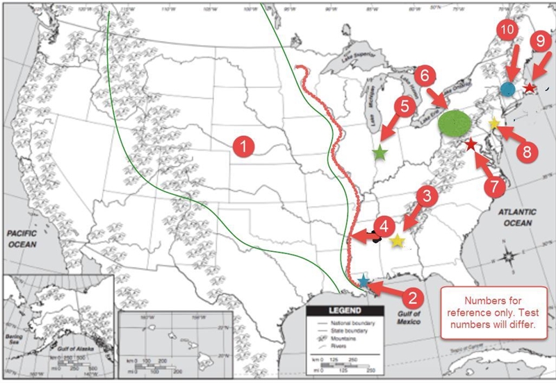 You will be asked to correctly identify the 10 locations on a map. On the test, use-example-1