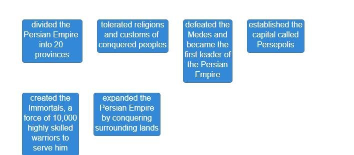 Match the descriptions to Cyrus the Great, Darius I, or both.-example-1