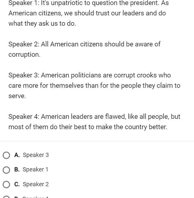 Which speaker is least likely to be expressing a reaction to the Watergate hearings-example-1