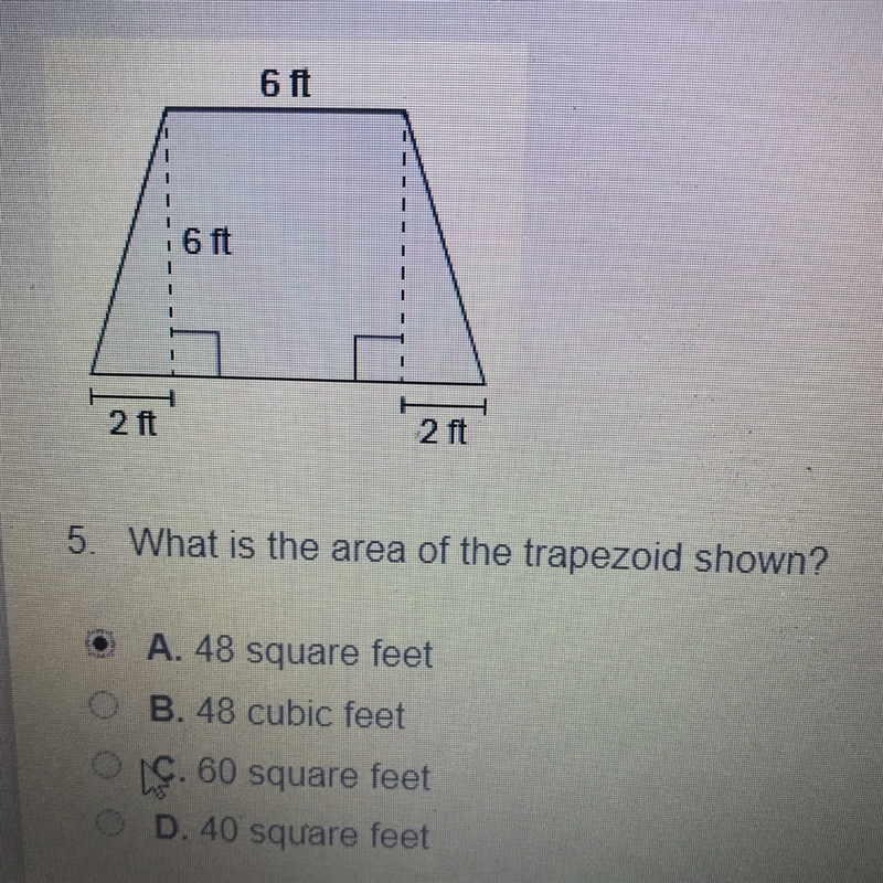 What is the area of the trapezoid shown ?-example-1